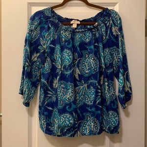LOFT Paisley 3/4 Sleeve Top